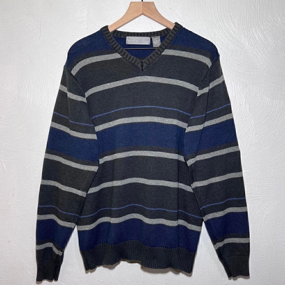 Oscar De La Renta Striped V-Neck Sweater